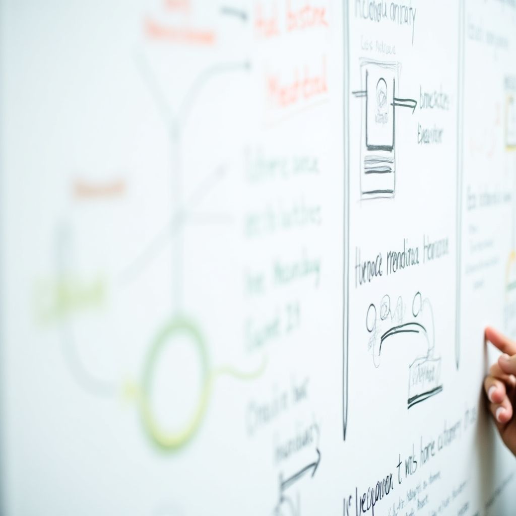 Pizarra con diagramas sobre comportamiento financiero